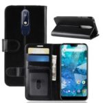 Crazy Horse Magnetic Stand Wallet Leather Mobile Phone Case for Nokia 7.1 – Black