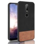 Bi-color Splicing PU Leather Coated PC + TPU Hybrid Case for Nokia X6 / 6.1 Plus – Black