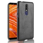 Crocodile Texture PU Leather Coated PC Phone Case for Nokia 3.1 Plus – Black