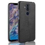 Crocodile Texture PU Leather Coated PC Phone Case for Nokia 7.1 Plus / X7 – Black