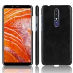 Litchi Texture PU Leather Coated Plastic Mobile Case for Nokia 3.1 Plus – Black
