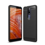 Carbon Fiber Texture Brushed Soft TPU Cell Phone Case for Nokia 3.1 Plus – Black