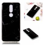 Marble Pattern Printing IMD Soft TPU Back Case for Nokia 7.1 – Black