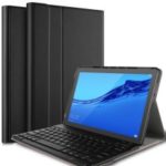 IVSO for Huawei MediaPad T5 10 Bluetooth Keyboard and Detachable Leather Case (German Version) – Black