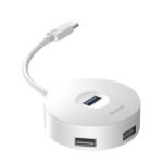BASEUS Round Box Hub Adapter Type C to USB3.0*1+USB2.0*3 Converter – White