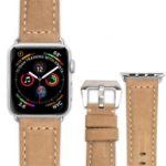 QIALINO Crazy Horse Texture Genuine Leather Strap for Apple Watch Series 4 44mm / Series 3 / 2 / 1 42mm – Khaki