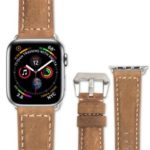 QIALINO Crazy Horse Texture Genuine Leather Band for Apple Watch Series 4 44mm / Series 3 / 2 / 1 42mm – Brown