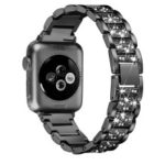 Diamonds Decor Stainless Steel Watch Wristband for Apple Watch Series 3/2/1 42mm – Black