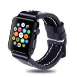 Top Layer Cowhide Leather Watch Band Accessory for Apple Watch Series 4 44mm/3/2/1 42mm – Black