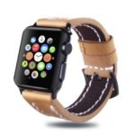 Top Layer Cowhide Leather Watch Strap Accessory for Apple Watch Series 4 44mm/3/2/1 42mm – Brown