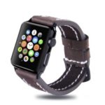 Top Layer Cowhide Leather Watch Accessory Strap for Apple Watch Series 4 44mm/3/2/1 42mm – Coffee