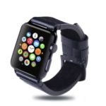 Top Layer Cowhide Leather Wrist Watch Strap for Apple Watch Series 4 44mm/3/2/1 42mm – Black