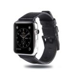 Carbon Fiber Texture Genuine Leather Wrist Watch Band for Apple Watch Series 4 40mm / Series 3 2 1 38mm – All Black