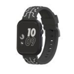 Fish Bone Pattern Soft Silicone Watch Band for Apple Watch Series 4 44mm Series 3 / 2 / 1 42mm – Black/White