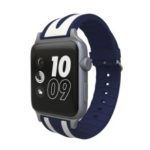 Dual Stripes Flexible Silicone Watch Band for Apple Watch Series 4 40mm Series 3 / 2 / 1 38mm – Dark Blue / White