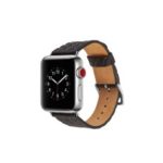 Woven Texture Genuine Leather Watch Wristband for Apple Watch Series 4 44mm, Series 3 / 2 / 1 42mm – Black