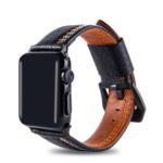 Cowhide Genuine Leather Watch Band Accessory for Apple Watch Series 4 40mm / Series 3 2 1 38mm – Black
