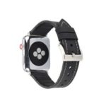 Leather Coated Soft TPU Watch Band Strap Replacement for Apple Watch Series 4 40mm / Series 3 2 1 38mm – Black