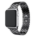 XINCUCO D-Button Buckle Stainless Steel Fish Scale Shape Watch Band for Apple Watch Series 4 40mm / Series 3 2 1 38mm – Black