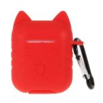 Cat Pattern Silicone Case for Apple AirPods Bluetooth Headset Charging Case – Red