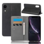 Crazy Horse Leather Flip Case with Suction Cup for iPhone XR 6.1 inch – Black