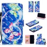 [Light Spot Decor] Patterned Leather Stand Mobile Case for iPhone XS Max 6.5 inch – Butterfly and Heart