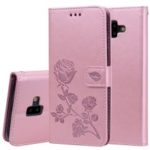 HAT PRINCE Imprinted Rose Pattern Leather Phone Case for Samsung Galaxy J6+ – Pink