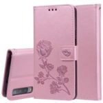HAT PRINCE Imprinted Rose Leather Magnetic Case for Samsung Galaxy A7 (2018) – Pink