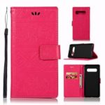 Imprint Elephant Leather Wallet Case for Samsung Galaxy S10 Plus – Rose