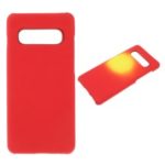 Thermal Induction Fluorescent Color Changing PU Leather Coated PC Back Cover for Samsung Galaxy S10 Plus – Red / Yellow