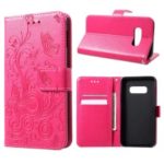 Imprinted Butterfly Flower PU Leather Mobile Case for Samsung Galaxy S10 Lite – Rose