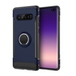 ANGIBABE Carbon Fiber Texture Kickstand TPU+PC Combo Shell for Samsung Galaxy S10 Plus – Dark Blue