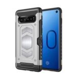 PC + TPU Hybrid Card Holder Case for Samsung Galaxy S10 – Silver