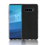 PU Leather Coated TPU Soft Case for Samsung Galaxy S10 – Black