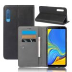 Crazy Horse Leather Flip Case with Suction Cup for Samsung Galaxy A7 (2018) – Black