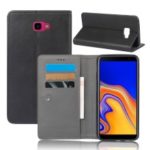 Crazy Horse Leather Flip Case with Suction Cup for Samsung Galaxy J4+ – Black