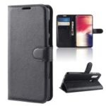 Litchi Skin Wallet Leather Stand Case for Samsung Galaxy A8s – Black
