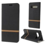 For Samsung Galaxy S10 Cross Texture Contrast Color Leather Mobile Case – Black