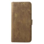 Mesh Pattern Retro Leather Wallet Stand Shell for Samsung Galaxy S10 Plus – Brown