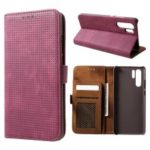 Mesh Pattern Retro Leather Wallet Stand Shell for Huawei P30 Pro – Red