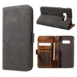 Mesh Pattern Retro Leather Wallet Stand Casing for Samsung Galaxy S10 Lite – Black