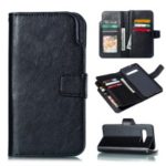 For Samsung Galaxy S10 Plus [9 Card Slots] Crazy Horse Wallet Leather Case – Black