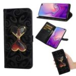 Spiral Texture Hearts Quick Sand Girl Pattern Leather Wallet Mobile Phone Case for Samsung Galaxy S10 – Black