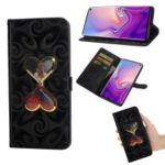 Spiral Texture Hearts Quick Sand Girl Pattern Leather Wallet Case for Samsung Galaxy S10 Lite – Black