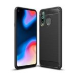 Carbon Fiber Texture Brushed TPU Mobile Case for Samsung Galaxy A8s – Black