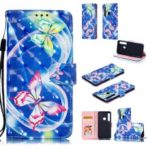 [Light Spot Decor] Patterned Leather Stand Mobile Case for Samsung Galaxy A9 (2018) / A9 Star Pro / A9s – Butterfly and Heart