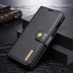 DG.MING Detachable 2-in-1 Split Leather Wallet Shell + PC Back Case for Samsung Galaxy S10 – Black