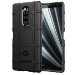 Rugged Square Grid Texture TPU Phone Case for Sony Xperia XZ4 – Black