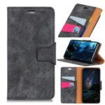 Vintage Style Split Leather Stand Magnetic Wallet Case for LG G7 One – Grey