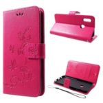 Imprint Butterfly Flowers Leather Stand Wallet Case for Huawei Honor 10 Lite – Rose